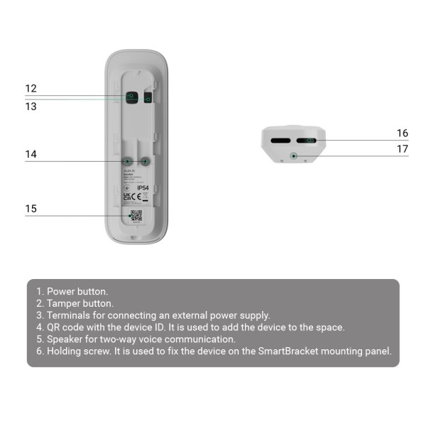 Kaufen AJAXCCTV AJ-DOORBELL-4-GRE Türklingel 4 MP mit integrierter KI – PIR-Detektor mit Reichweite bis zu 4 m – Bidirektionales