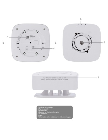 Acheter AJAX AJ-FIREPROTECT2-C-RB-W Détecteur de CO - Piles remplaçables - Sans fil 868 MHz Jeweller - Sirène 85 dB intégrée