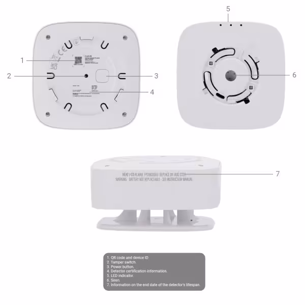 Kaufen AJAX AJ-FIREPROTECT2-C-SB-W CO-Melder – integrierte Batterien – kabellos 868 MHz Jeweller – integrierte 85-dB-Sirene