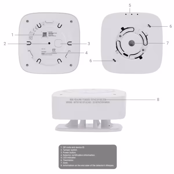 Acquistare AJAX AJ-FIREPROTECT2-HC-RB-W Rilevatore termovelocimetrico e CO - Batterie sostituibili - Wireless 868 MHz Jeweller -