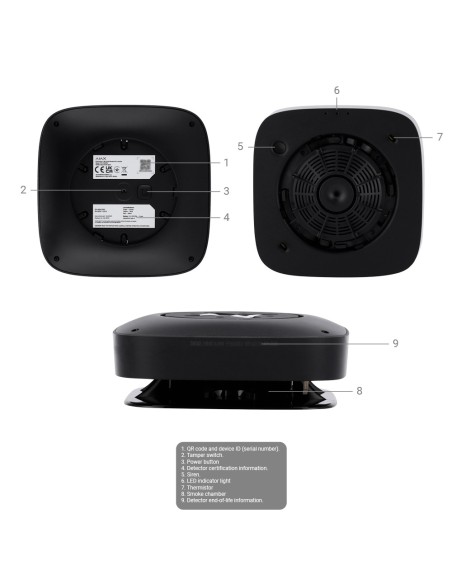 Acheter AJAX AJ-FIREPROTECT2-HS-SB-B Détecteur de fumée et thermovélocimétrique - Batteries intégrées - Sans fil 868 MHz Jewelle