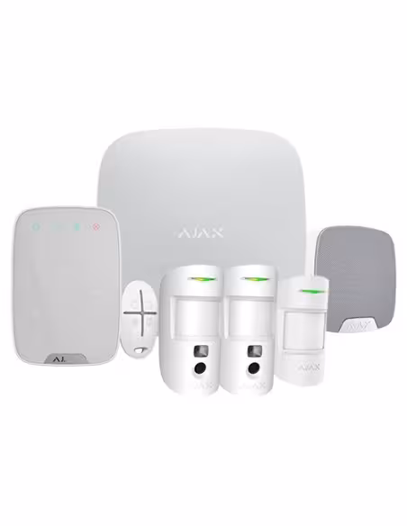 Acheter AJAX AJ-HUB2KIT4G-MP-PRO-W Kit d’alarme professionnel - Certifié Grade 2 - Communication Ethernet / double SIM 4G - Sans