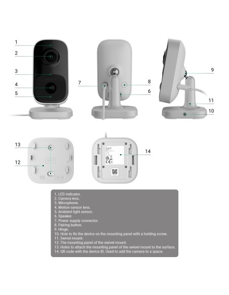 Comprar AJAXCCTV AJ-INDOORCAM-4-W Cámara Cube IP 4 Mp - Detección de objetos por IA - IR 8 m / Detección PIR hasta 4 m - Audio b