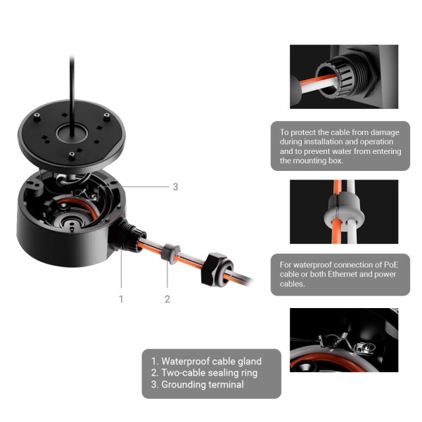 AJAX AJ-JunctionBox-W Caixa de conexão - para cameras Bullet, Dome e Torre Ajax - Adequado para uso externo - Instalação em Tec