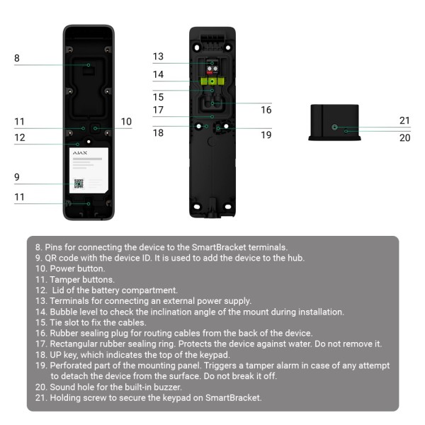 Comprar AJAX AJ-KEYPADOUTDOOR-GRA Teclado para exterior IP66/IK08 con lector RFID - Armado/desarmado total o por grupos - Autent