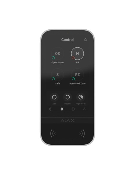 AJAX AJ-KeyPadTouchScreen-W Teclado com tela de toque e RFID - Grau 2 - Jóia de 868 MHz sem fio - Total Armado / Desarmado
