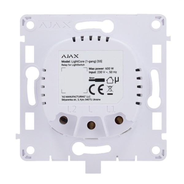 AJAX AJ-LightCore-1G Relé para Interruptor de Luz Inteligente Single - Wireless 868 MHz Jeweler - Escopo de Comunicação HA