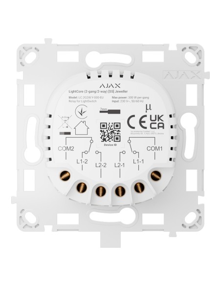 Acheter AJAX AJ-LIGHTCORE-2G2W Relais interrupteur intelligent double et commutable - Sans fil 868 MHz Jeweller - Portée de comm