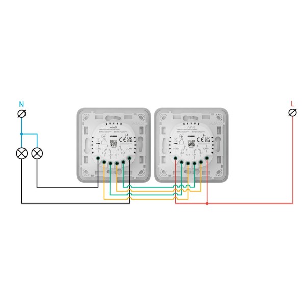 Acheter AJAX AJ-LIGHTCORE-2G2W Relais interrupteur intelligent double et commutable - Sans fil 868 MHz Jeweller - Portée de comm
