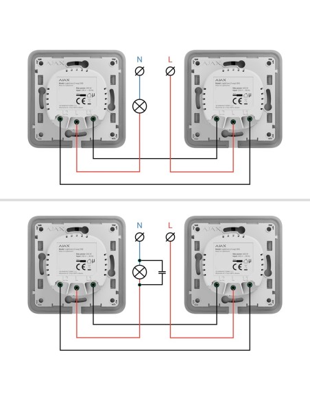 AJAX AJ-LightCore-2W Relé para Interruptor de Luz Switchable - Wireless 868 MHz Jeweler - Range de Comunicação até 1100