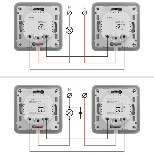 Acheter AJAX AJ-LIGHTCORE-2W-VERT Relais pour interrupteur d’éclairage commutable vertical - Sans fil 868 MHz Jeweller - Portée 