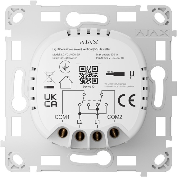 AJAX AJ-LightCore-Cross-Vert Relute para Interruptor de Luz Vertical - Wireless 868 MHz Jeweler - Escopo de Comunicação