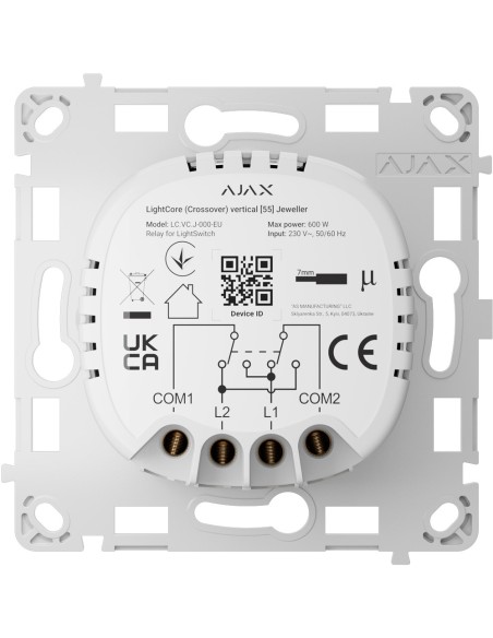 Comprar AJAX AJ-LIGHTCORE-CROSS-VERT Relé para interruptor de luz de cruce vertical - Inalámbrico 868 MHz Jeweller - Alcance de 