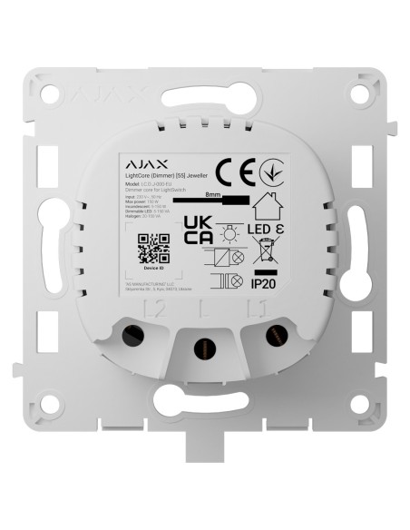 AJAX AJ-LightCore-Dimmer Relor Intelligle Light Interruptor Reitpável - Wireless 868 MHz Jeweler - Escopo de Comunicação 