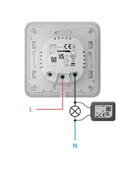 Comprar AJAX AJ-LIGHTCORE-DIMMER Relé interruptor de luz inteligente regulable - Inalámbrico 868 MHz Jeweller - Alcance de comun