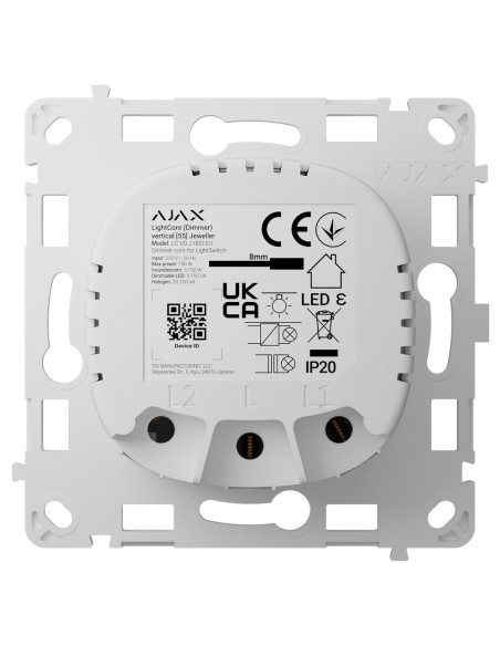 Comprar AJAX AJ-LIGHTCORE-DIMMER-VERT Relé interruptor de luz inteligente regulable - Inalámbrico 868 MHz Jeweller - Alcance de 
