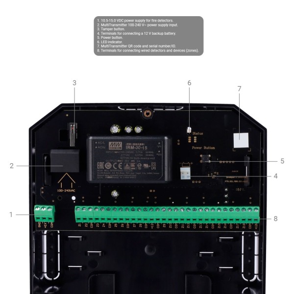 AJAX AJ-Multitransmitter-3Eol-B Fiação do expansor - Certificado Grau 2 - Wireless 868 MHz Jeweler - até 18 tickets Cable