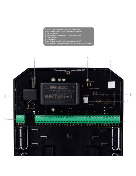 AJAX AJ-Multitransmitter-3Eol-B Fiação do expansor - Certificado Grau 2 - Wireless 868 MHz Jeweler - até 18 tickets Cable