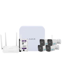 OEM AJ-NVRKIT108B-2W Vídeo Ajax Kit de Vignatiling - Gravador Ajax de 8 canais - 4 Cameras Wi-Fi de bala de 2 MPX Uniarch - Rout