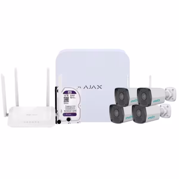 Comprar AJAX AJ-NVRKIT108B-2W Kit de videovigilancia Ajax - Grabador Ajax de 8 canales   - 4 cámaras bullet WiFi de 2 Mpx Uniarc
