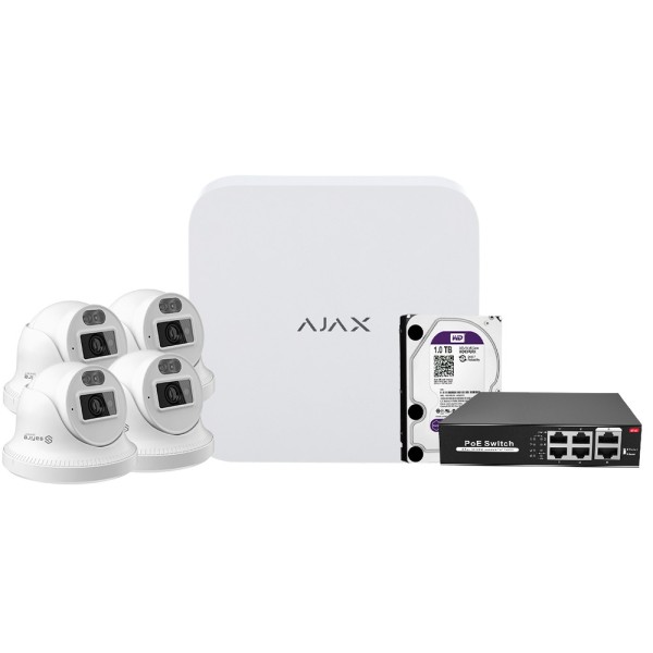 Acquistare OEM AJ-NVRKIT108T-4 Kit di videosorveglianza Ajax - Registratore Ajax a 8 canali - 4 telecamere turret Safire Smart d
