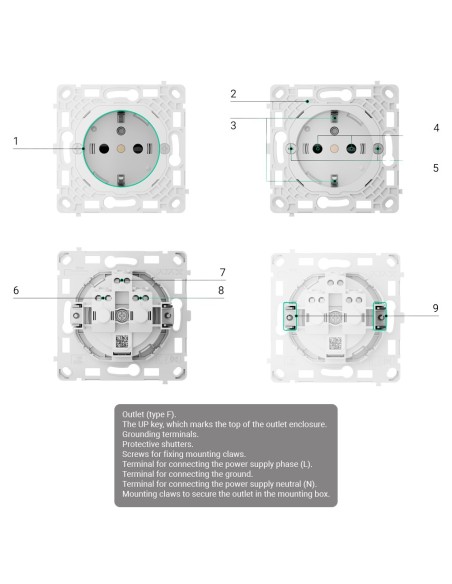 Comprar AJAX AJ-OUTLETCORE-BASIC-VERT Enchufe básico vertical tipo F - Alimentación 250 V AC 50/60 Hz - Hasta 3.6 kW (carga resi
