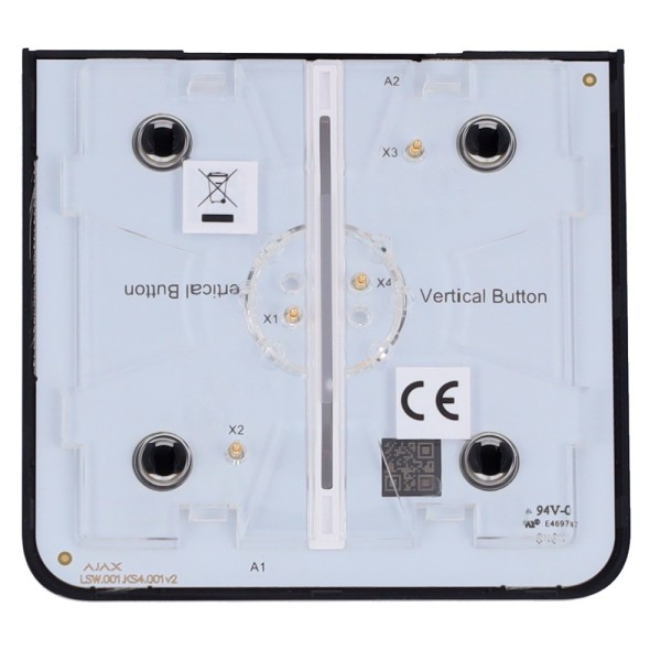 AJAX AJ-SideButton-2G-B-Vest Touch Painel para interruptor de luz dupla - Compatível com AJ-LightCore-2G-Vert - Backluma