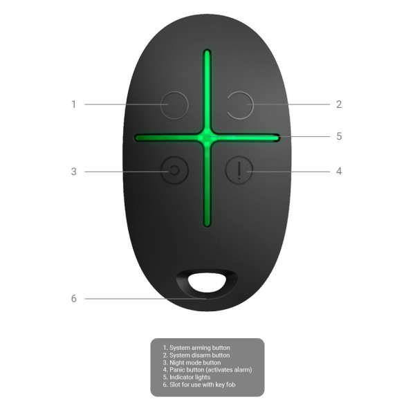 Comprar AJAX AJ-SPACECONTROL-B Mando a distancia - Grado 2 - Inalámbrico 868 MHz Jeweller - Armado, desarmado, parcial y pánico 