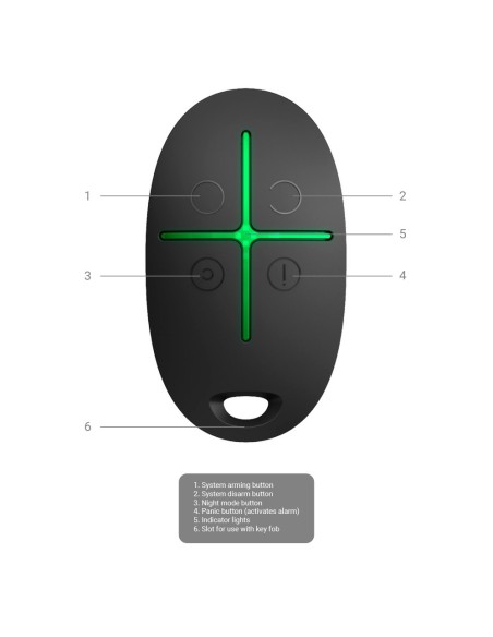 Comprar AJAX AJ-SPACECONTROL-B Mando a distancia - Grado 2 - Inalámbrico 868 MHz Jeweller - Armado, desarmado, parcial y pánico 