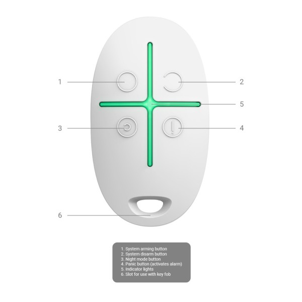 Acheter AJAX AJ-SPACECONTROL-W Télécommande - Grade 2 - Bidirectionnelle - Sans fil 868 MHz Jeweller - Armement, désarmement, p