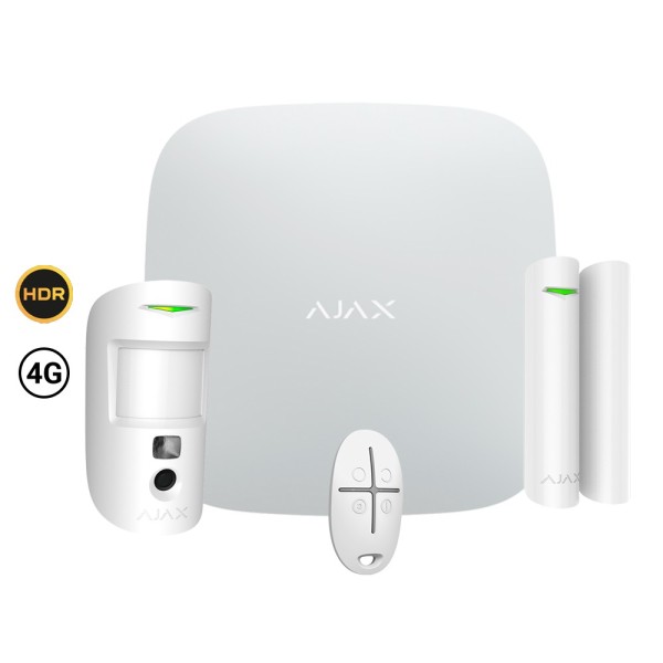 Comprar AJAX AJ-STARTERKIT-CAM-HDR-4G-W Kit de alarma profesional - Certificado Grado 2 - Comunicación Ethernet y dual SIM 4G (L