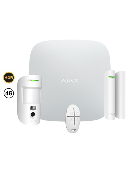 Comprar AJAX AJ-STARTERKIT-CAM-HDR-4G-W Kit de alarma profesional - Certificado Grado 2 - Comunicación Ethernet y dual SIM 4G (L