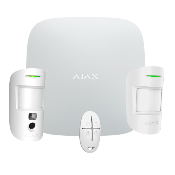 Acheter AJAX AJ-STARTERKIT-CAM-MP-W Kit d’alarme professionnel - Certifié Grade 2 - Communication Ethernet et double SIM GPRS - 