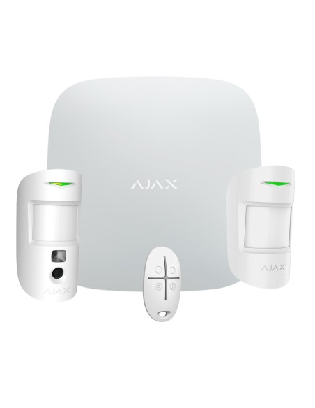 Acheter AJAX AJ-STARTERKIT-CAM-MP-W Kit d’alarme professionnel - Certifié Grade 2 - Communication Ethernet et double SIM GPRS - 