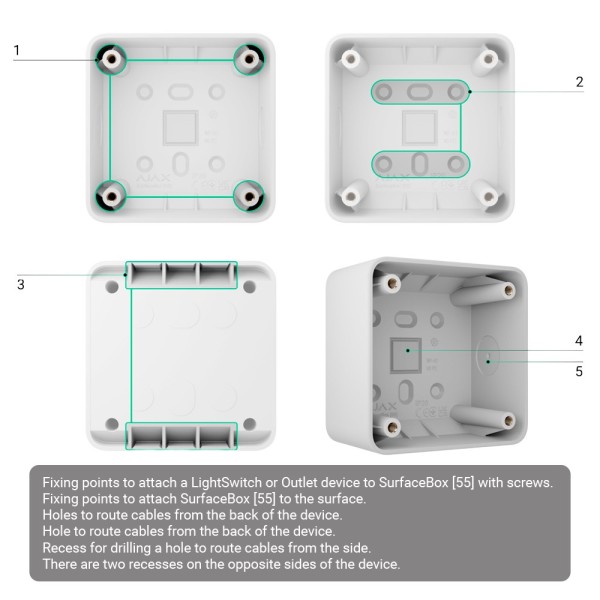 Comprar AJAX AJ-SURFACEBOX-W Caja de montaje para un dispositivo - Uso interiores - Compatible con AJ-SOLOBUTTON o AJ-SOLOCOVER 