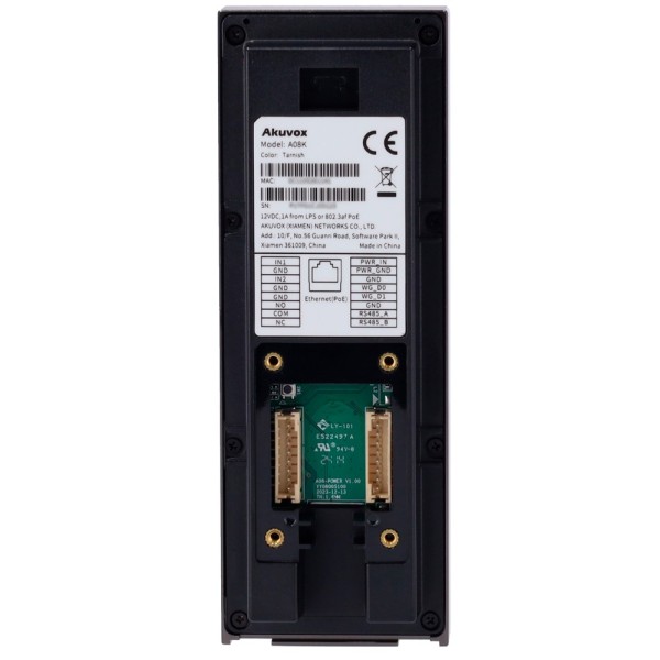 Akuvox AK-A08S Controle de Acesso IK09 - Em / MF Cartão, NFC, BLE, PIN e QR | 1 Relé - 20.000 usuários | 100.000 registros - Con