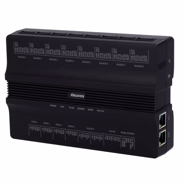 Kaufen AKUVOX AK-A095 Zutrittscontroller PoE – Karte, QR und PIN – 100.000 Benutzer | 200.000 Datensätze – 8 Leser pro Wi