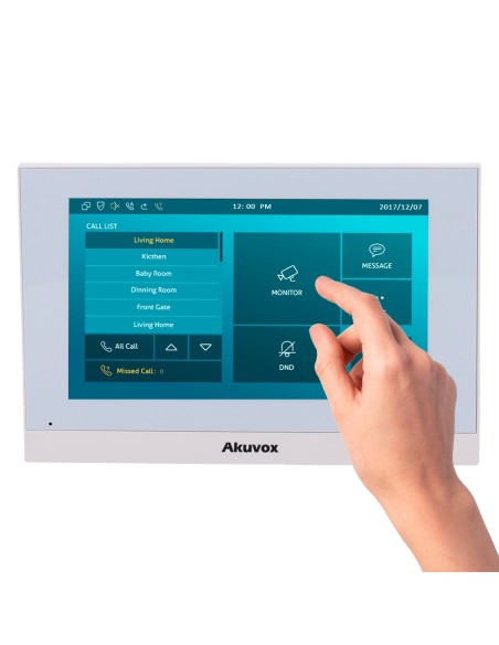 Akuvox AK-C313W-LP-2-White Linux Monitor para porta-voz - 7 & quot TCH TELL - Cristal de áudio bidirecional - 2 fios