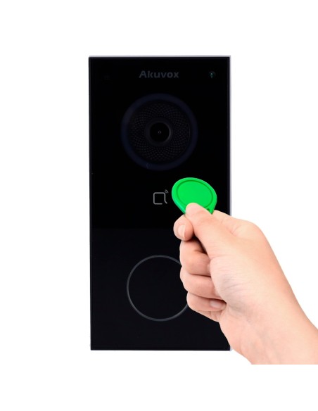 Akuvox AK-E12W-Black Player IP na superfície - Câmera 2 MPX | Áudio bidirecional - abertura com cartão MF, NFC e BLE | 1