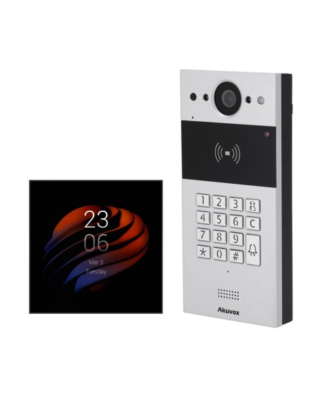 Akubela AK-Kit-R20KPS51-PoE Domotic Kit e reprodução de vídeo - IP & Amp Wifi | Placa e monitor - áudio bidirecional | Azul