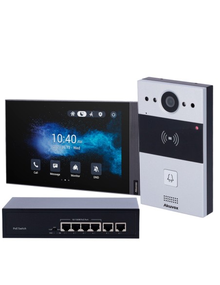 Akuvox AK-Kit04-IP Video Player Kit Linux - IP | Placa e Monitor - Cristal de Áudio Bidirecional - Leitor E