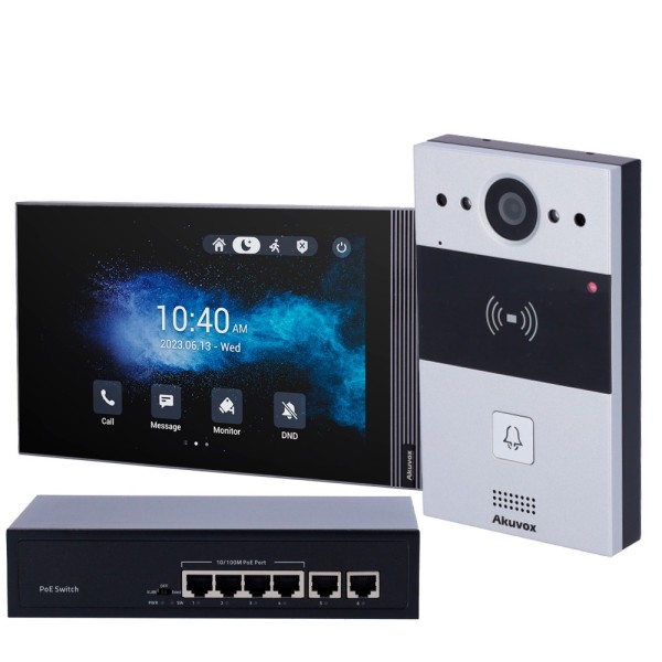 Comprare AKUVOX AK-KIT05-IP-ANDROID Kit videocitofono Android - IP | Placca e monitor - Audio bidirezionale Crystal Clear - Lett