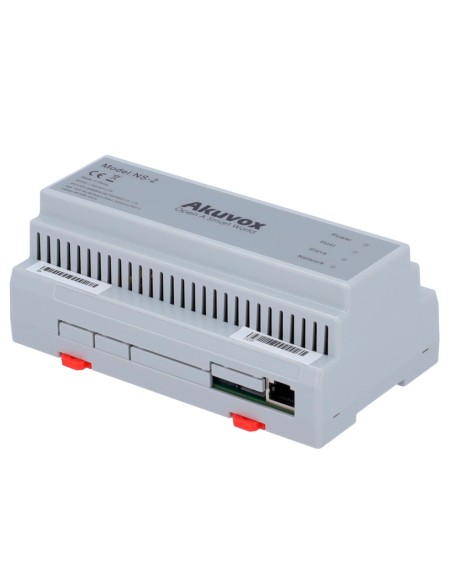 Akuvox AK-NS-2 conversor 2 fios para IP - 6 grupos de 2 fios - TCP / IP com RJ45 - Feeds Dispositivos de 2 fios - Conexão de C