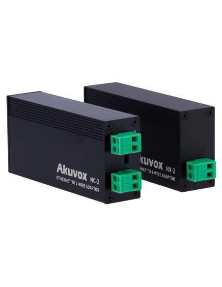 Acheter AKUVOX kit convertisseur AK-NX-2 IP vers 2 fils - 1 groupe 2 fils - 1 groupe TCP/IP avec RJ45 | Entrée et sortie PoE - A