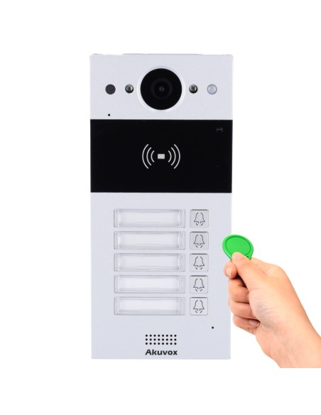 Akuvox AK-R20B-5B Surface IP Playback - Câmera 2 MPX | Áudio bidirecional - abertura com cartões EM / MF e NFC | 2 Relice