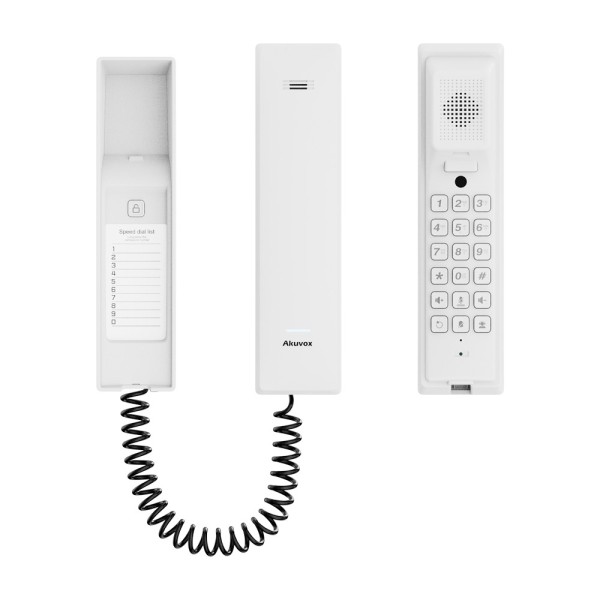 Akuvox AK-S560-Telefone branco para player de vídeo - LED de status e teclas de função - Cristal de áudio bidirecional - TCP