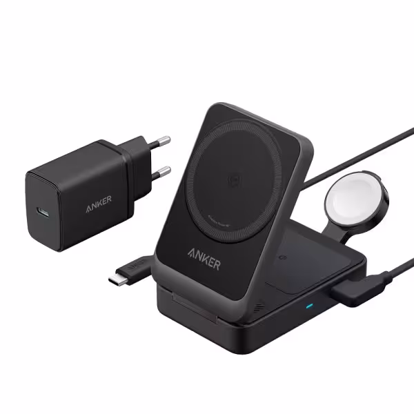 Acquista ANKER ANK-2557-3-IN-1-B Caricatore wireless 3 in 1 Anker - Tecnologia MagSafe - Ricarica rapida: iPhone, AirPods, Apple