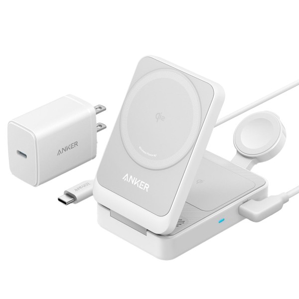 Kaufen ANKER ANK-2557-3-IN-1-W 3-in-1 kabelloses Ladegerät von Anker – MagSafe-Technologie – Schnellladen: iPhone, AirPods, Appl
