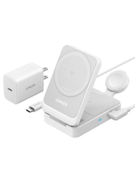 Kaufen ANKER ANK-2557-3-IN-1-W 3-in-1 kabelloses Ladegerät von Anker – MagSafe-Technologie – Schnellladen: iPhone, AirPods, Appl