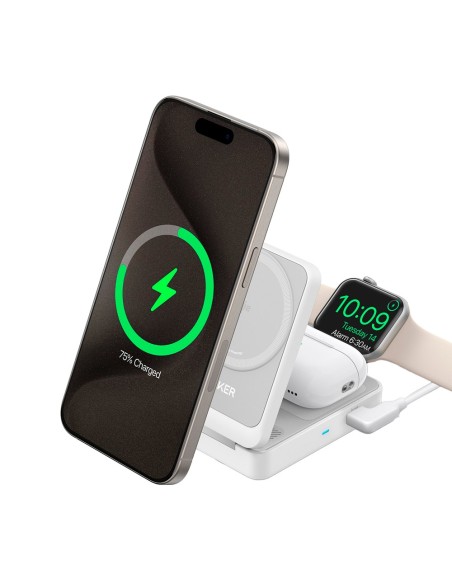 Kaufen ANKER ANK-2557-3-IN-1-W 3-in-1 kabelloses Ladegerät von Anker – MagSafe-Technologie – Schnellladen: iPhone, AirPods, Appl